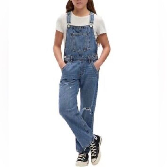 GAP Kids Girls Blue Jean Cotton Denim Overalls Size XL - Picture 1 of 10